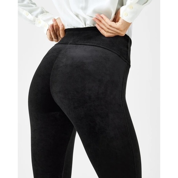 Spanx Velvet High Rise Slim Stretch Shaping Pull-On Ankle Leggings Black Small - Picture 4 of 15